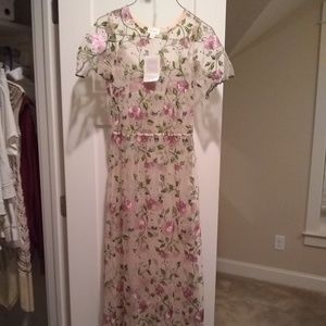 Lularoe Deanne II Pink Flower Shear Overlay Dress